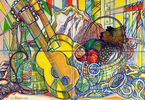NATURA MORTA CON CHITARRA GIALLA