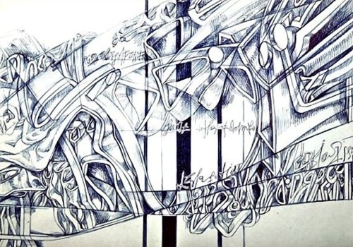 DISEGNO A PENNA BLU SU FOGLIO