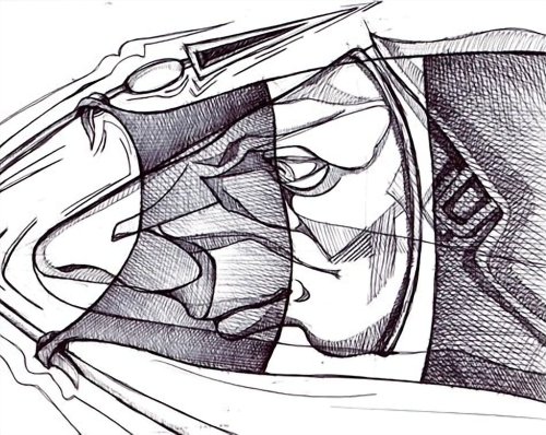 DISEGNO A PENNA BLU SU FOGLIO
