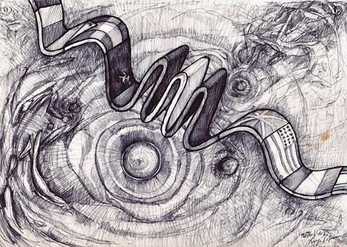 DISEGNO A PENNA BLU SU FOGLIO