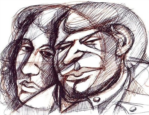DISEGNO A PENNA BLU SU FOGLIO