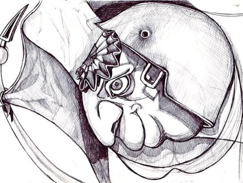 DISEGNO A PENNA BLU SU FOGLIO