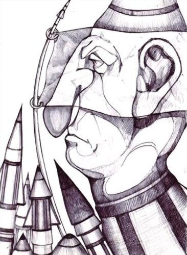 DISEGNO A PENNA BLU SU FOGLIO